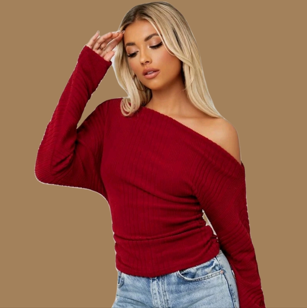 Shein Asymmetrical Sweater. Red. Size Large